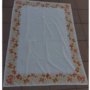 Emilio Pucci Square Table Cloth and 4 Cloth Napkins Cream w Orange Butterflies